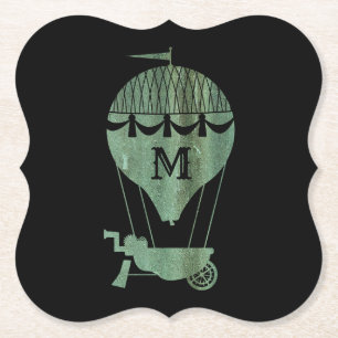 Steampunk Verdigris Heißluftballon Monogram Untersetzer