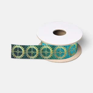 Steampunk Verdigris Rusty Cogwheel Satinband