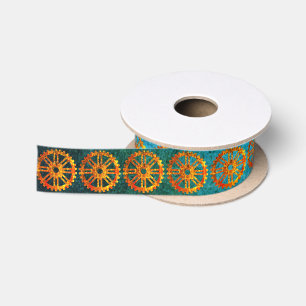 Steampunk Verdigris Rusty Cogwheel Satinband