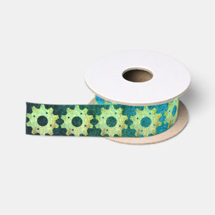 Steampunk Verdigris Rusty Cogwheel Satinband