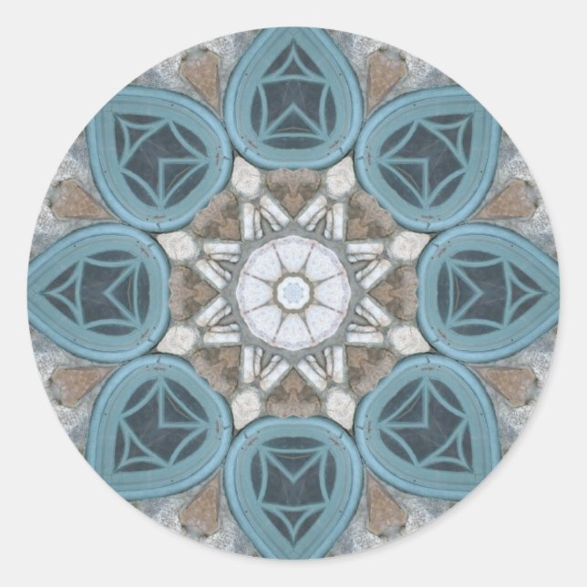 Steampunk Verdigris Window Mandala Runder Aufkleber (Vorderseite)