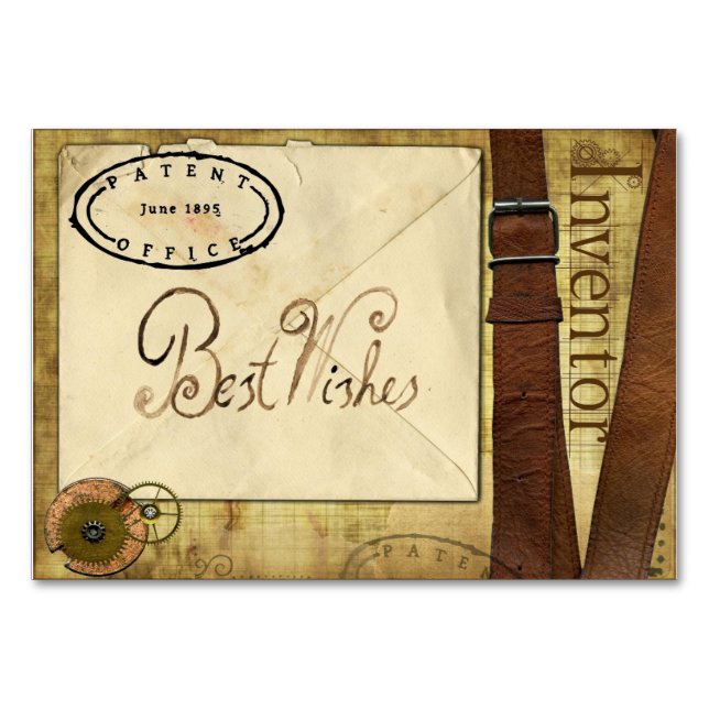 Steampunk verließ eine Nachricht für das glücklich Tischnummer (Vorderseite)