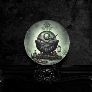 Steampunk-Verzierte Kauldron- und Magiegegenstände Runde Wanduhr