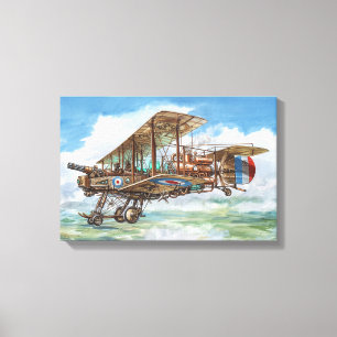Steampunk-Vickers-Doppeldecker-Flugmaschine Leinwanddruck