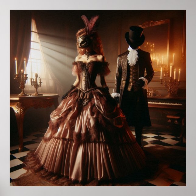 Steampunk Victorian Fantasy Art Masquerade  Poster (Vorne)