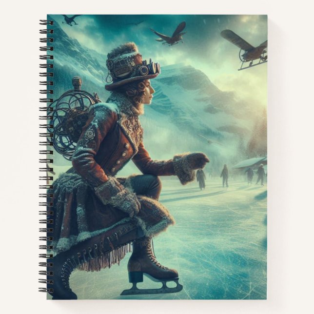 Steampunk Victorian Fantasy Winter Messenger Notizbuch (Vorderseite)