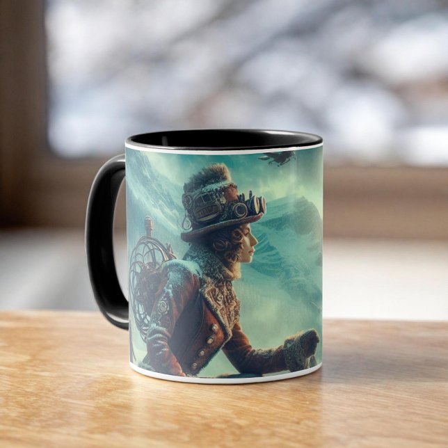 Steampunk Victorian Fantasy Winter Messenger Tasse (Von Creator hochgeladen)