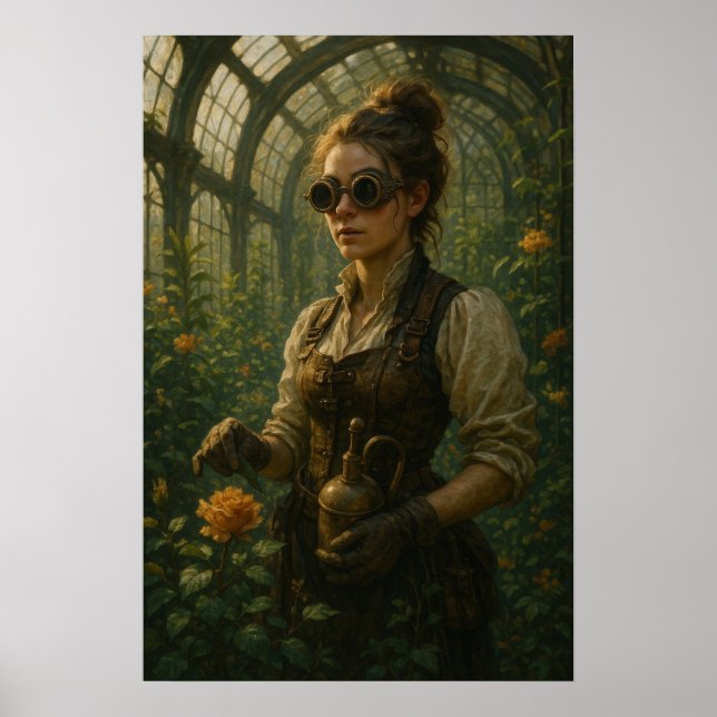 Steampunk Victorian Gardener Art Poster (Vorne)