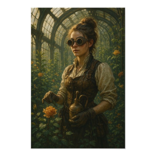 Steampunk-Victorian-Gärtner-Kunst Fotodruck (Vorne)