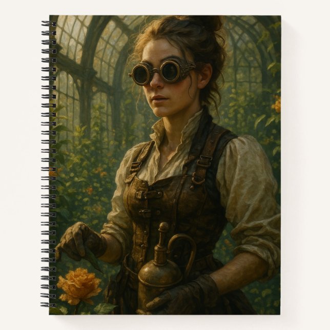 Steampunk-Victorian-Gärtner-Kunst Notizbuch (Vorderseite)