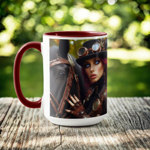 Steampunk-Victorian-Lady-Dunkle-Reiterin Tasse
