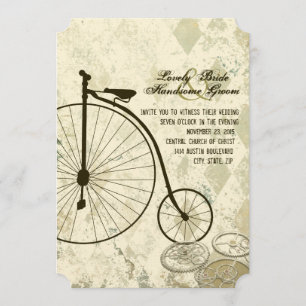 Steampunk Viktorianisch Bicycle Wedding Einladung