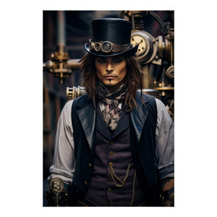 Steampunk Viktorianisch Cosplay Top Hat Gears Poster