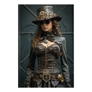 Steampunk Viktorianisch Cosplay Top Hat Gears Poster