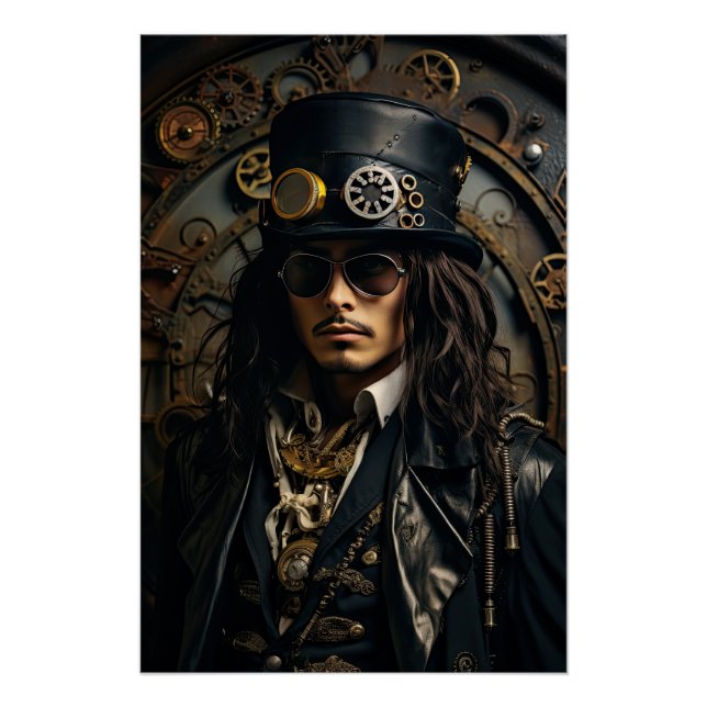 Steampunk Viktorianisch Cosplay Top Hat Gears Poster (Vorderseite)