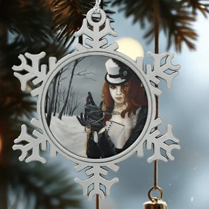 Steampunk Viktorianisch Dragonfly Schneeflocken Zinn-Ornament