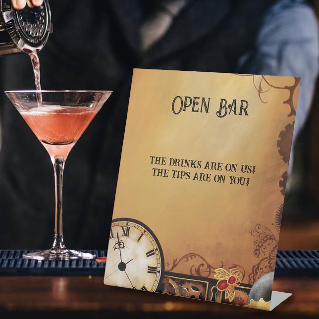 Steampunk Viktorianisch Elegance Wedding Open Bar Sockelschild (Von Creator hochgeladen)