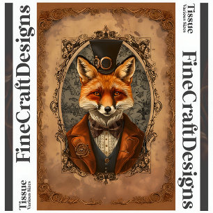 Steampunk Viktorianisch Elegant Fox A4L Decoupage Seidenpapier