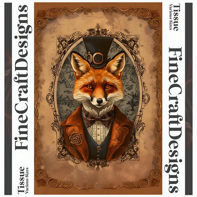 Steampunk Viktorianisch Elegant Fox A4L Decoupage Seidenpapier (Von Creator hochgeladen)