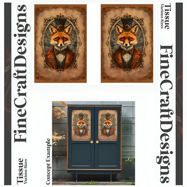 Steampunk Viktorianisch Elegant Fox A4LR Decoupage Seidenpapier (Von Creator hochgeladen)