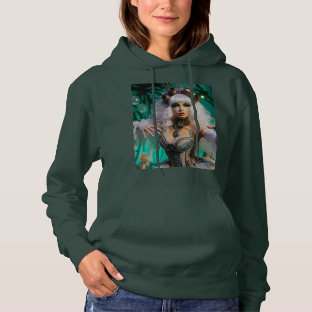 Steampunk Viktorianisch Futuristic Green Dancer Hoodie (Vorderseite)