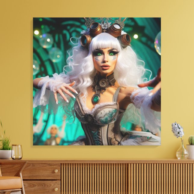 Steampunk Viktorianisch Futuristic Green Dancer Leinwanddruck (Insitu (Wohnzimmer))