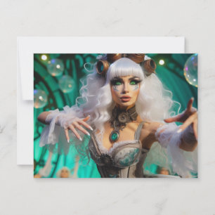 Steampunk Viktorianisch Futuristic Green Dancer Postkarte
