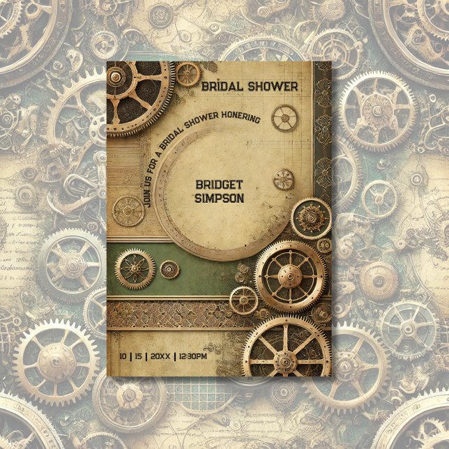 Steampunk Viktorianisch Gearwork Bridal Einladung (Von Creator hochgeladen)