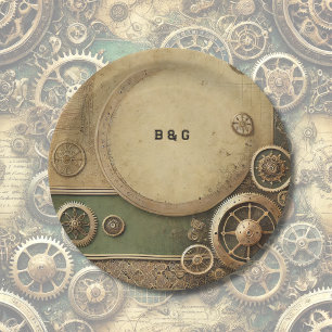 Steampunk Viktorianisch Gearwork Wedding Pappteller