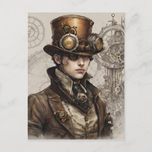 Steampunk Viktorianisch Gentleman Artwork Postkarte