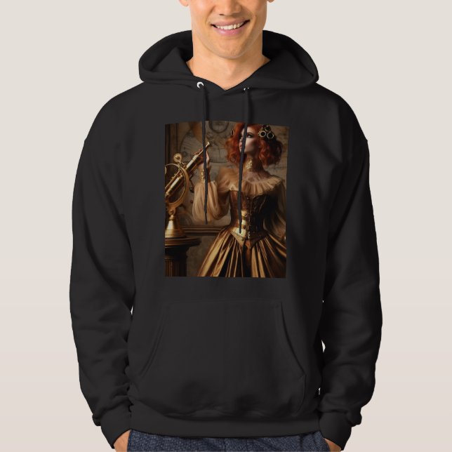 Steampunk Viktorianisch Gold Astronomin Hoodie (Vorderseite)