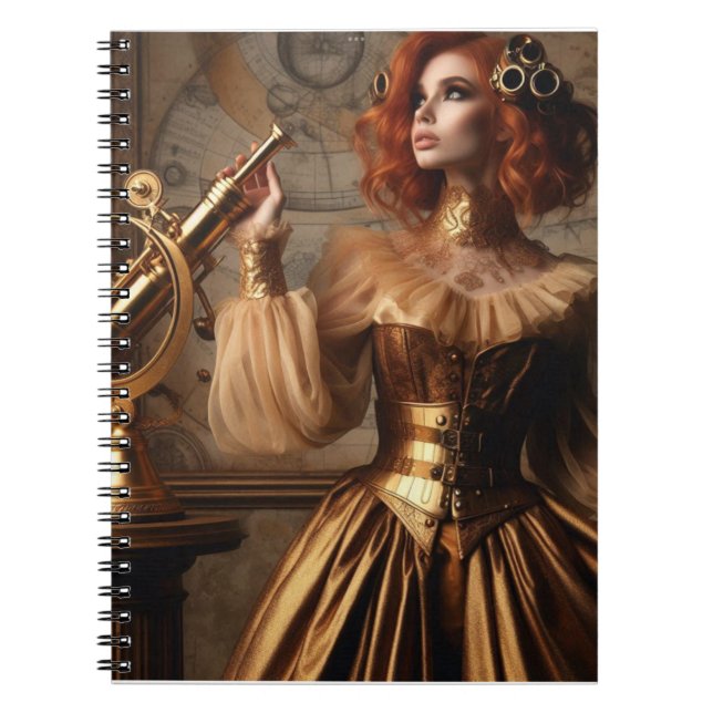 Steampunk Viktorianisch Gold Astronomin Notizblock (Vorderseite)