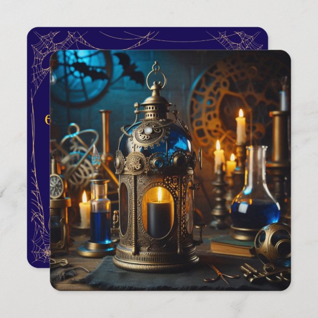 Steampunk Viktorianisch Gothic Scientists Labrador Einladung (Vorne/Hinten)