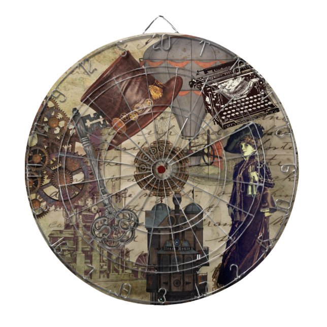 Steampunk Viktorianisch Industrial Dystopian Vinta Dartscheibe (vorne)