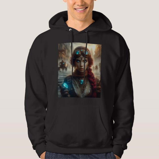 Steampunk Viktorianisch Industrial Lady Adventures Hoodie (Vorderseite)