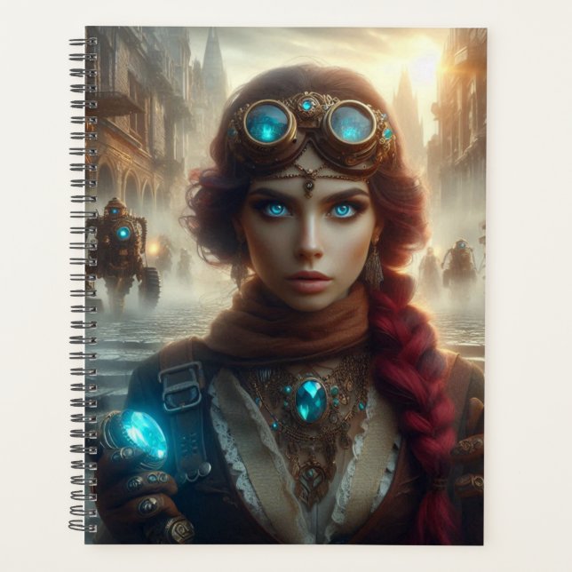 Steampunk Viktorianisch Industrial Lady Adventures Planer (Vorderseite)