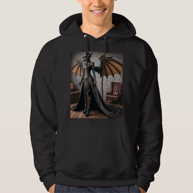 Steampunk Viktorianisch Industrial Lady Dragon Rid Hoodie (Vorderseite)