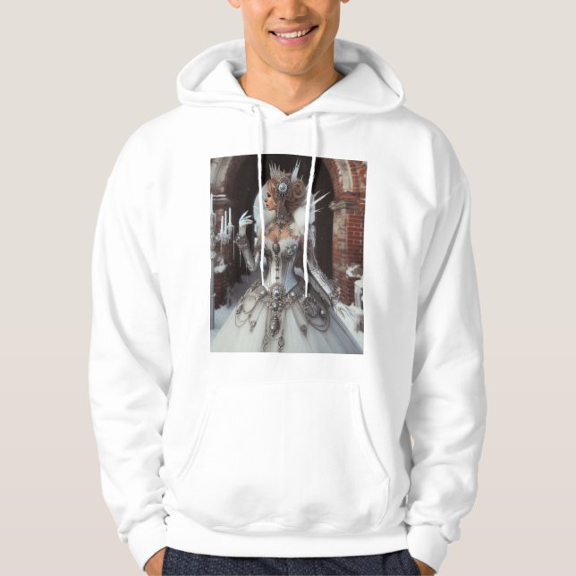 Steampunk Viktorianisch Industrial Winter Ice Quee Hoodie (Vorderseite)