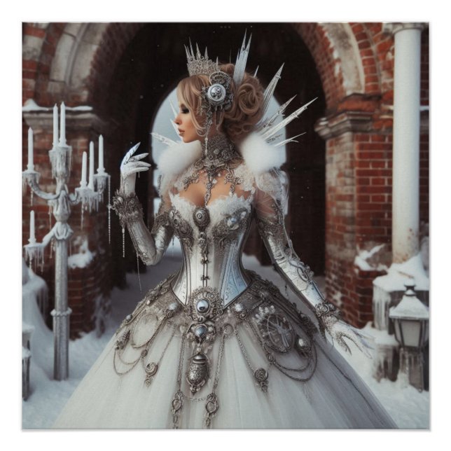 Steampunk Viktorianisch Industrial Winter Ice Quee Poster (Vorderseite)