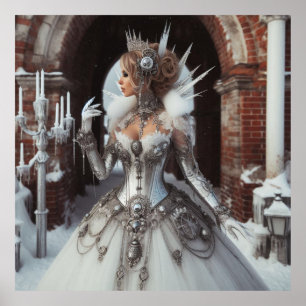 Steampunk Viktorianisch Industrial Winter Ice Quee Poster