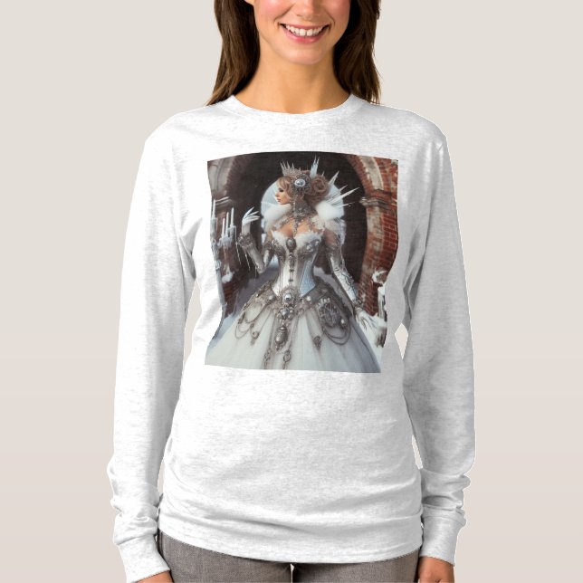 Steampunk Viktorianisch Industrial Winter Ice Quee T-Shirt (Vorderseite)