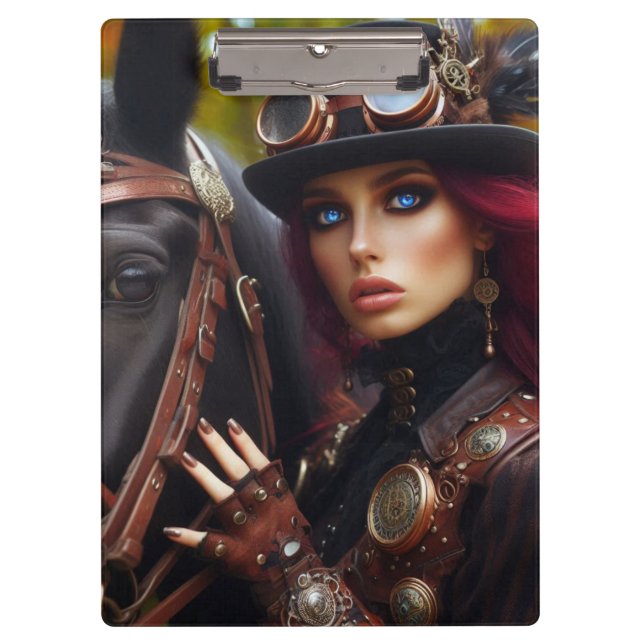 Steampunk Viktorianisch Lady Dark Rider Klemmbrett (Vorderseite)