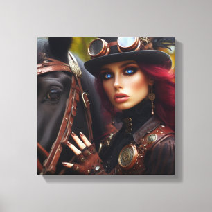Steampunk Viktorianisch Lady Dark Rider Leinwanddruck