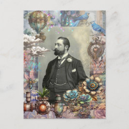 Steampunk Viktorianisch Man und sein Traum. Postkarte