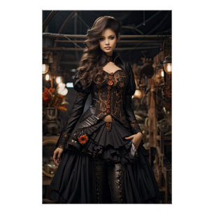 Steampunk viktorianischer Cosplay-Zylinder Zahnräd Poster