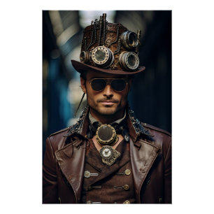 Steampunk viktorianischer Cosplay-Zylinder Zahnräd Poster