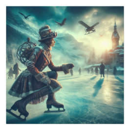 Steampunk viktorianischer Fantasy-Winterbote Fotodruck
