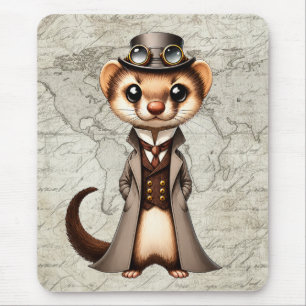 Steampunk viktorianischer Frett Welt Reisender Mousepad