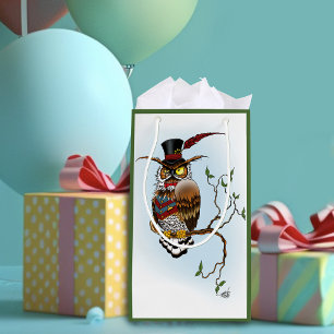Steampunk viktorianischer schicker Owl Top Hut Vin Kleine Geschenktüte