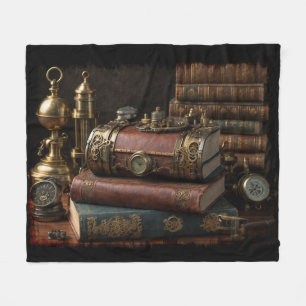 Steampunk Vintag Books Fleecedecke